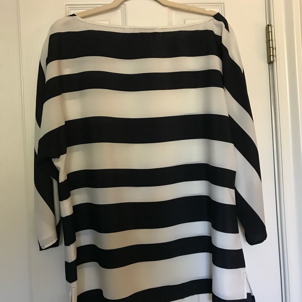 Silk AnnTaylor Loft stripped boatneck blouse